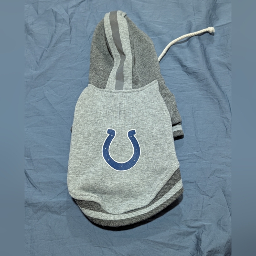 Gray NFL Dog Hoodie, Indianapolis Colts, Size Small
